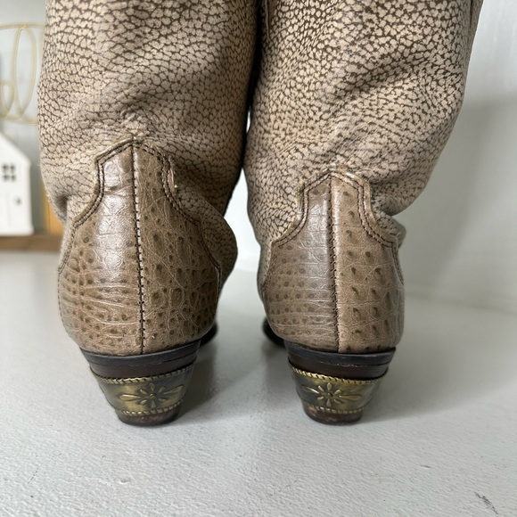 Vintage Dingo Women’s Cowboy Boots Tan Size 6 – Exotic Print Western Leather - Picture 6 of 9